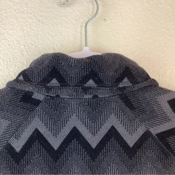 The North Face Jacket Women's Black Gray Terry Fleece Zip Front Tie waist - Picture 4 of 13